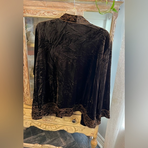 Coldwater Creek Womens Size 24 Brown Beaded Pant Set - Picture 4 of 8